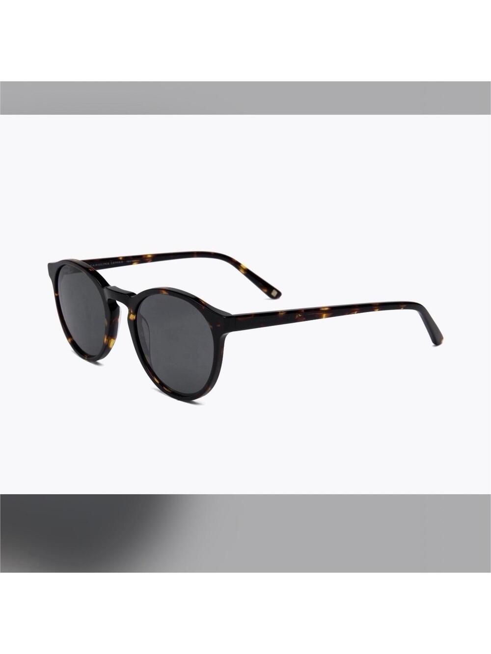 Carolina Lemke Berlin Paco Demi Round Sunglasses Tortoise Shell Frame Black Lens
